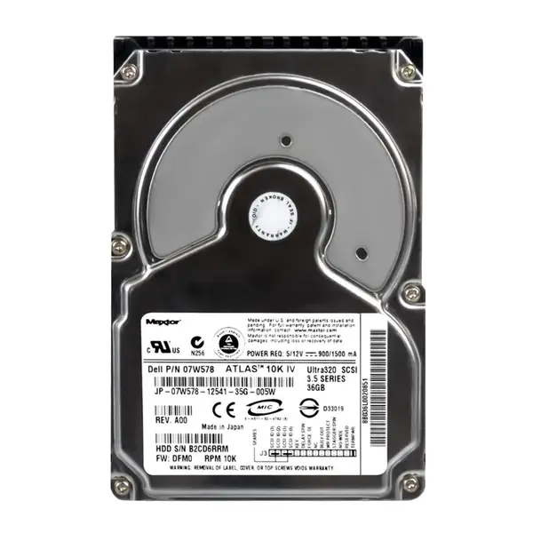 07W578 Dell 36GB Ultra-320 SCSI 10000 3.5-inch Hard Drive