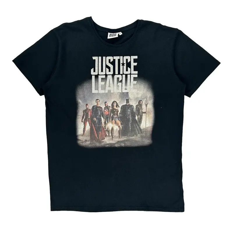 Justice League Graphic T-Shirt - Medium Black Cotton