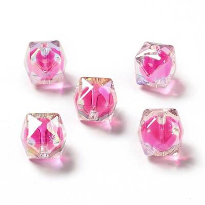 Two Tone UV Plating Rainbow Iridescent Acrylic Beads