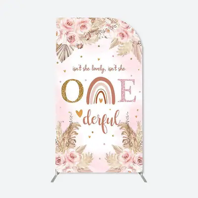 Aperturee Pink Boho 1St Birthday Single Fillet Arch Backdrop | Diy Round Arch Backdrop | Diy Chiara Backdrop Cover | Chiara W...