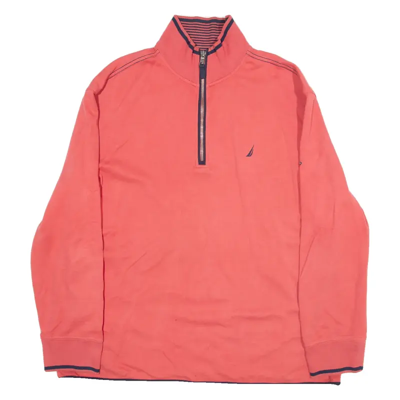 NAUTICA Mens Sweatshirt Pink 1/4 Zip XL