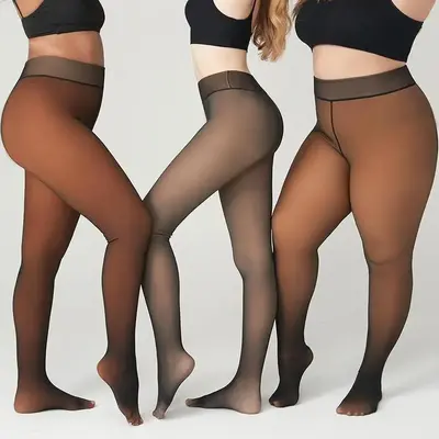 WiliW Fleece Lined Tights For Women Fake Translucent Warm Comfort Pantyhose Shapewear Leggings Sheer Thick Tights for Winter...