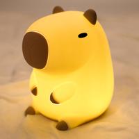 UNEEDE Capybara Night Light, Cute Animal Silicone Nursery Night Light Rechargeable Table Lamp Bedside Lamp with Touch Sensor ...