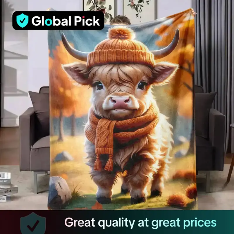 Cow Pattern Soft Plush Warm Throw Blanket, Casual Soft Throw Blanket, All Season Blanket, Breathable Comfortable Blanket, Com...