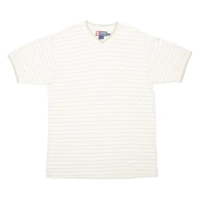 CHAPS RALPH LAUREN Striped Mens T-Shirt Cream V-Neck XL