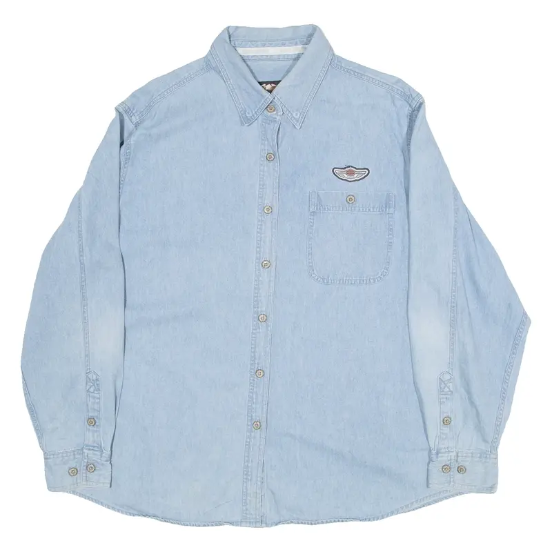 HARLEY DAVIDSON Womens Denim Shirt Blue Long Sleeve XL