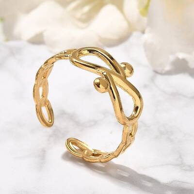 Infinity 304 Stainless Steel Open Cuff Rings for Women