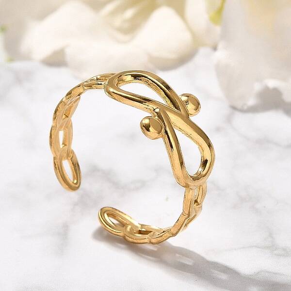 Infinity 304 Stainless Steel Open Cuff Rings for Women