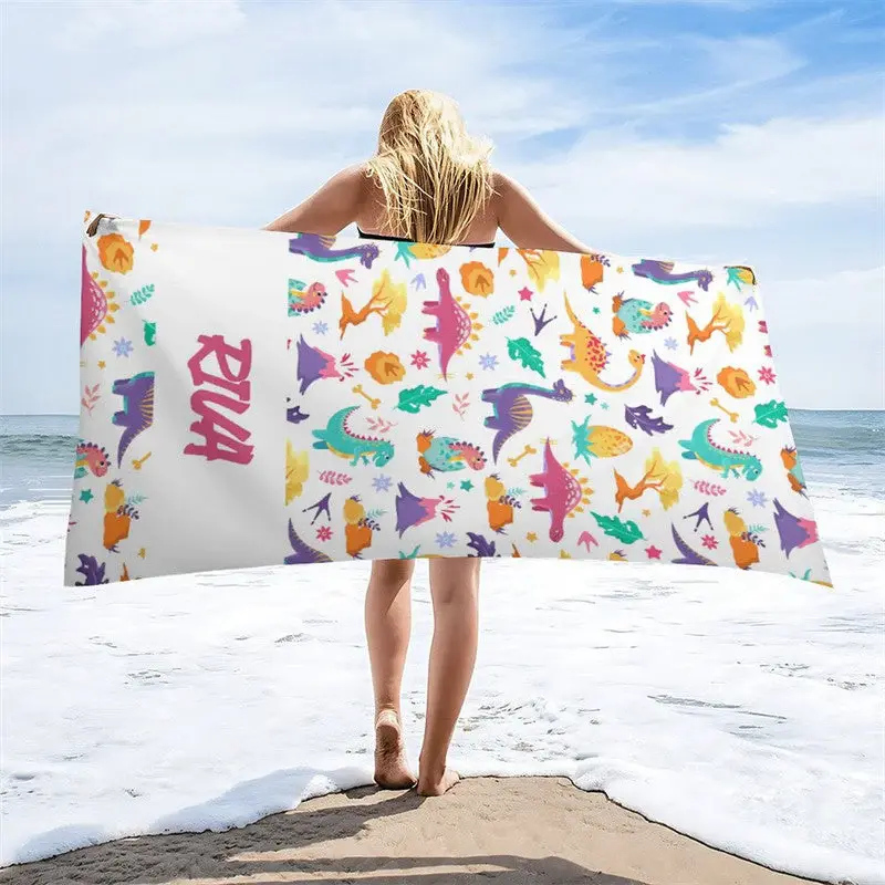 Lovely Dinosaurs Volcano Repeat Custom Beach Towel - Aperturee