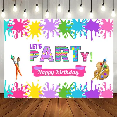 Aperturee Lets Party Art Party Theme Birthday Backdrop