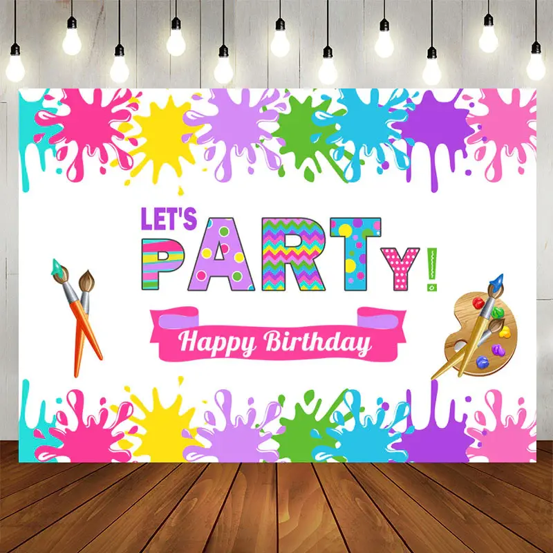 Aperturee Lets Party Art Party Theme Birthday Backdrop