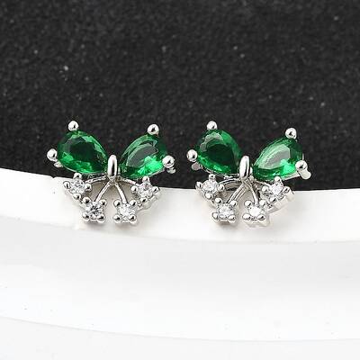 Brass Micro Pave Cubic Zirconia Stud Earrings