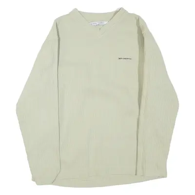BEN SHERMAN Mens Jumper Beige V-Neck Tight Knit M