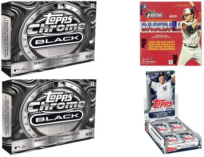 2x 2025 Topps Chrome Black hobby box & 1x 2025 Topps Series 1 hobby box & 1x 2025 Topps Heritage Mega box - PYT break - 4 tot...