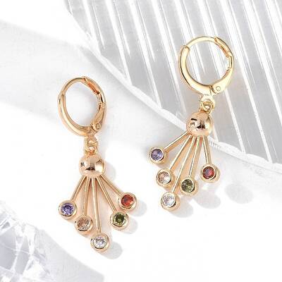 Brass Micro Pave Cubic Zirconia Leverback Earrings