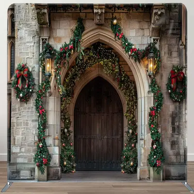 Brick Wall Door Leaf Christmas Pillow Cover Backdrop - Aperturee