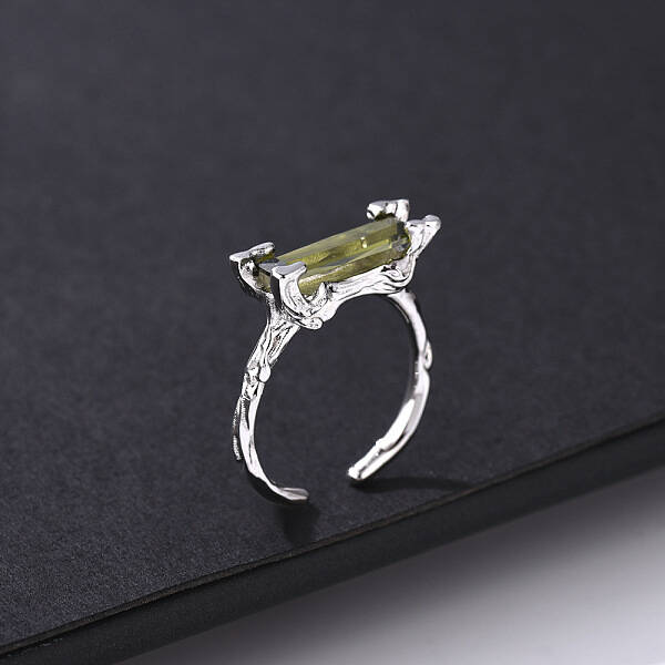 925 Sterling Silver with Cubic Zirconia Open Cuff Rings for Women