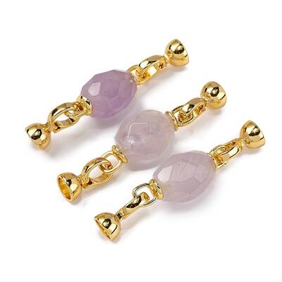 Rack Plating Brass and Amethyst Flod Over Clasps