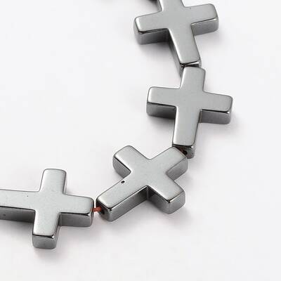Electroplate Gorgeous Cross Non-magnetic Synthetic Hematite Beads Strands