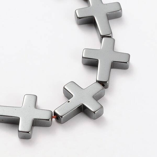 Electroplate Gorgeous Cross Non-magnetic Synthetic Hematite Beads Strands
