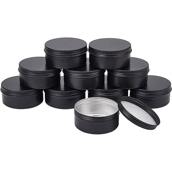 BENECREAT 10 Pack 5 OZ Round Tin Cans Screw Top Aluminum Tins for Lip Balm