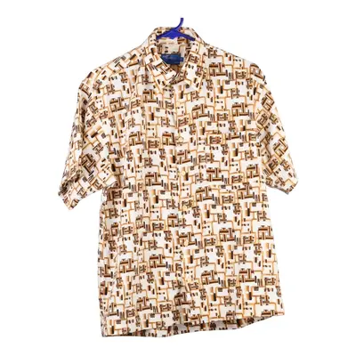 Soft Casual Short Sleeve Shirt - Small Beige Cotton Blend