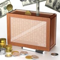 Wooden Cash Savings Box, Coin and Cash Piggy Bank, Decorative Decor,Minimalist, with Counting Goal Tracker, Safe Piggy Bank f...