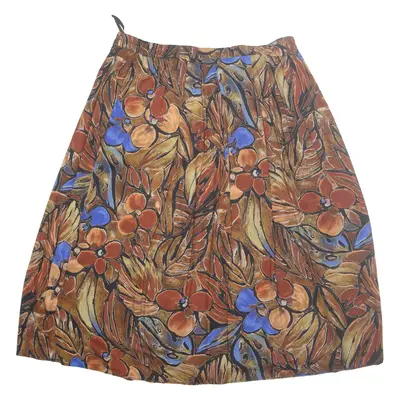 Womens A-Line Skirt Brown Midi Floral M