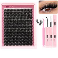 Natural Look Eyelash Extensions, 12-20mm Volume Individual False Eyelashes with Lash Glue & Lash Tweezers, Self Grafting Eyel...