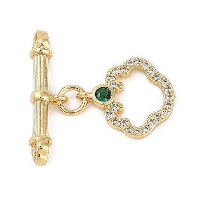Brass Micro Pave Clear Cubic Zirconia Toggle Clasps