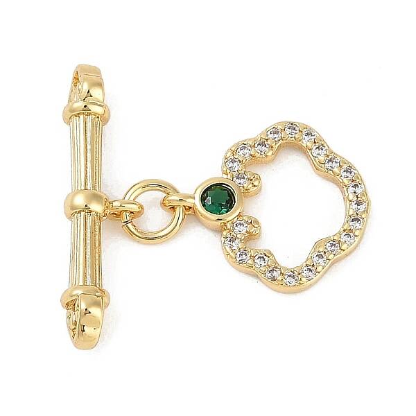 Brass Micro Pave Clear Cubic Zirconia Toggle Clasps