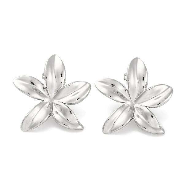 304 Stainless Steel Flower Stud Earrings