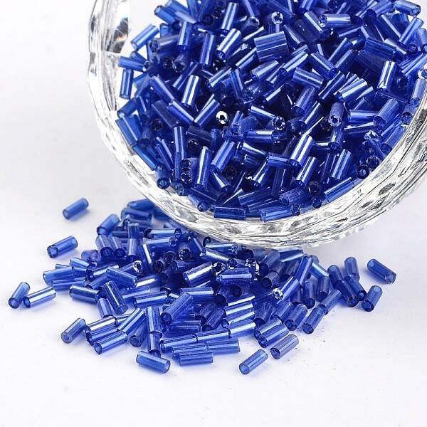 Transparent Colours Pearl Luster Plated Round Hole Glass Bugle Beads