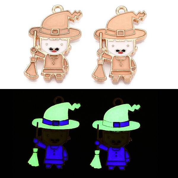 Halloween Theme Rack Plating Luminous Alloy Enamel Pendants