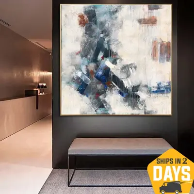 Large Original Colorful Paintings On Canvas Modern Beige Wall Art Creative Oil Painting Expressionism Art | FROST 39.37"...