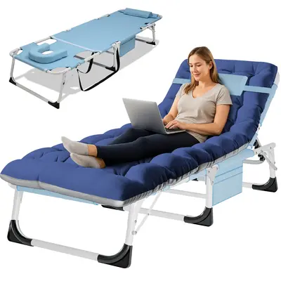 Naudacaa Folding Lounge Chair with Face Hole 5-Position Face Down Tanning Cot Portable Chaise for Pool Beach Patio Sunbathing...