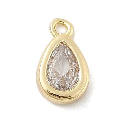 Brass Micro Pave Clear Cubic Zirconia Charms