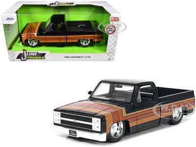 1985 Chevrolet C-10 Pickup Truck Black with Stripes and GM Rally Wheels \