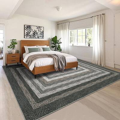 Garvee Imitation Braided Area Rug 6x9 Washable Non-Slip TPR Backing Polyester Low Profile Durable Stain Resistant Vintage Far...