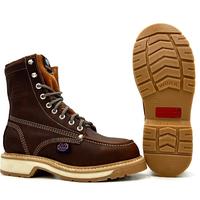 White Wolf 8 Inch Lacer Moc Toe Work Boot WW-955 Grizzly Brown Leather with Goodyear Welt, Oil and Slip Resistant, Anti-Fatig...
