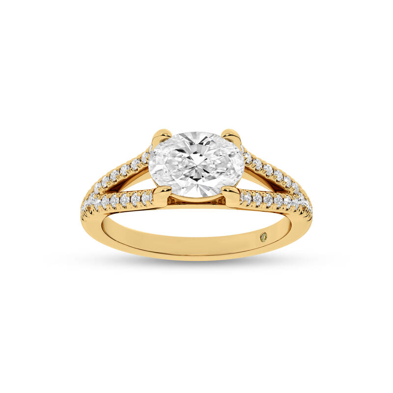 Delhi Split Shank Oval Lab Grown Diamond Engagement Ring | 18K Yellow Gold 3 3/4 CT. TW.