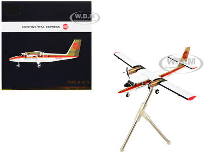 De Havilland DHC-6-300 Commercial Aircraft Continental Express White with Red Stripes and Gold Tail Gemini 200 Series 1/200 D...