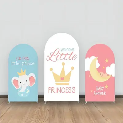 Princess Crown Elephant Moon Cloud Arch Backdrop Kit - Aperturee