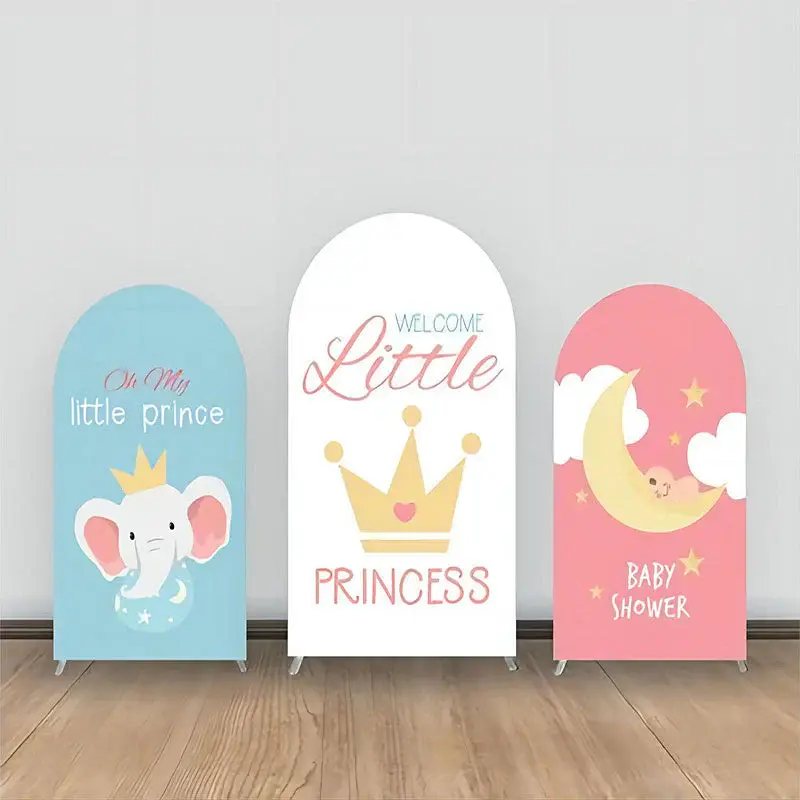 Princess Crown Elephant Moon Cloud Arch Backdrop Kit - Aperturee