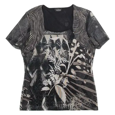 TAIFUN Womens Top Black Crazy Pattern XXS