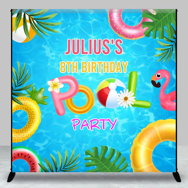 Custom Summer Swimming Pool 8th Birthday Backdrop - Aperturee
