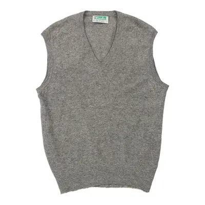 Benetton V-neck Sweater Vest - Medium Grey Wool