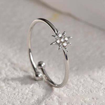 Star 304 Stainless Steel with Crystal Rhinestone Cuff Rings for Women