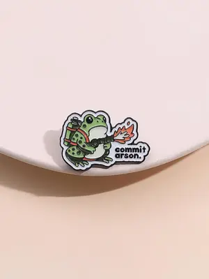 Cartoon Frog Design Brooch, Durable Metal Pins, Cute Frog with Fire Extinguisher Design Brooch, Fashion Accessories for Women...