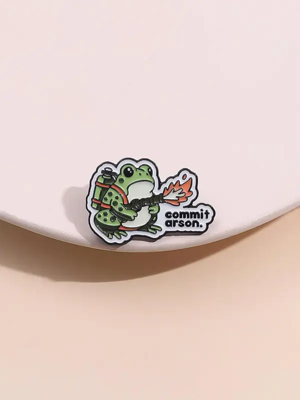 Cartoon Frog Design Brooch, Durable Metal Pins, Cute Frog with Fire Extinguisher Design Brooch, Fashion Accessories for Women...